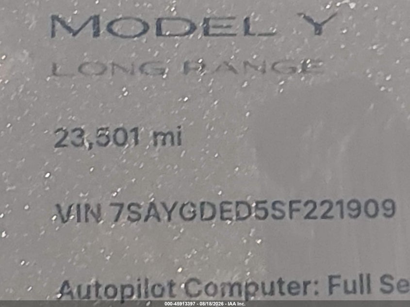 2025 TESLA MODEL Y LONG RANGE DUAL MOTOR REAR-WHEEL DRIVE · Фото 14