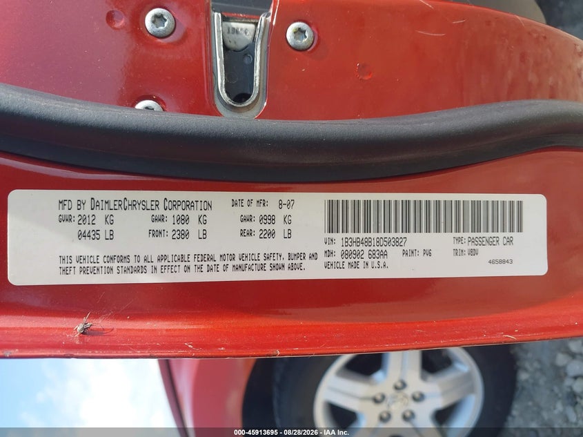 2008 DODGE CALIBER HATCHBACK 2.0L I-4 DOHC, VVT, 158HP