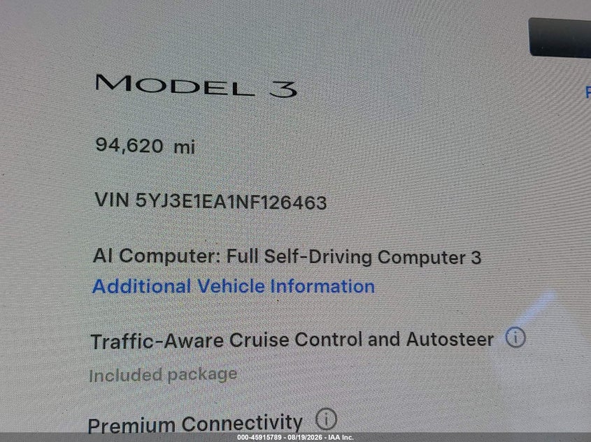 2022 TESLA MODEL 3 auction photo 7