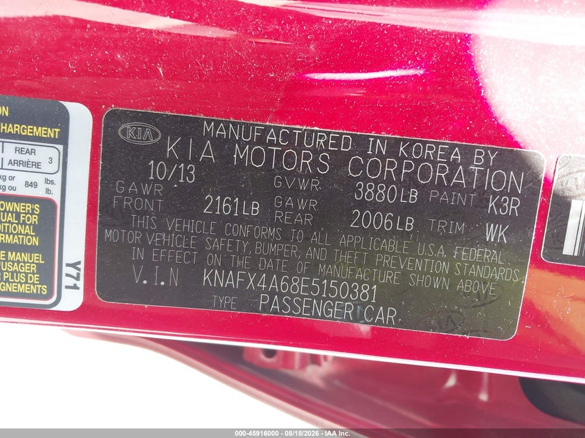 2014 KIA FORTE SEDAN 1.8L I-4 DOHC, VVT, 148HP