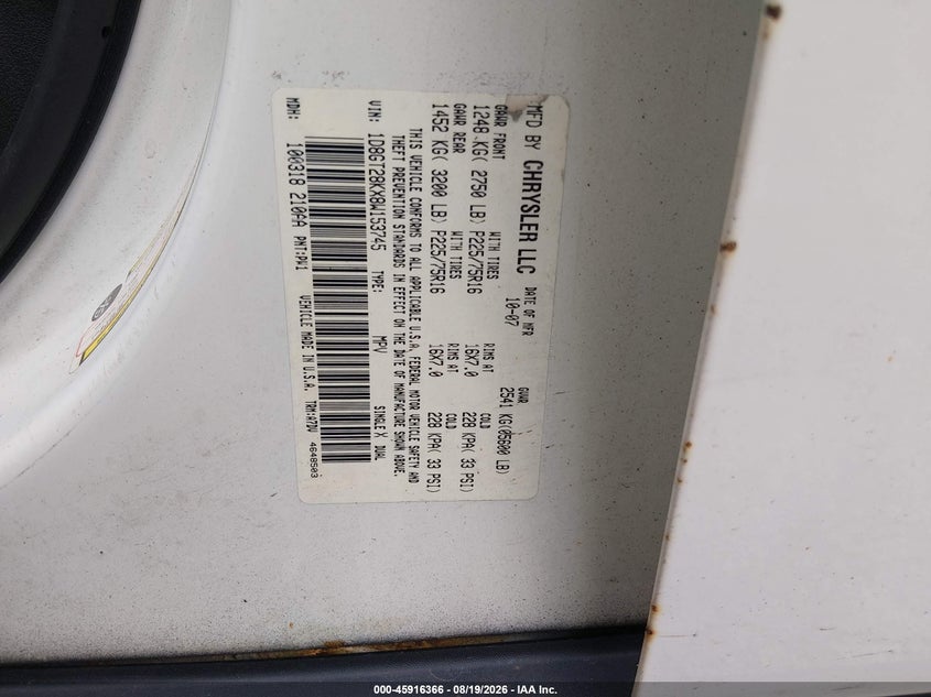 DODGE NITRO 2008 VIN 1D8GT28KX8W153745