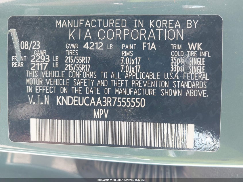 KIA SELTOS 2024 VIN KNDEUCAA3R7555550