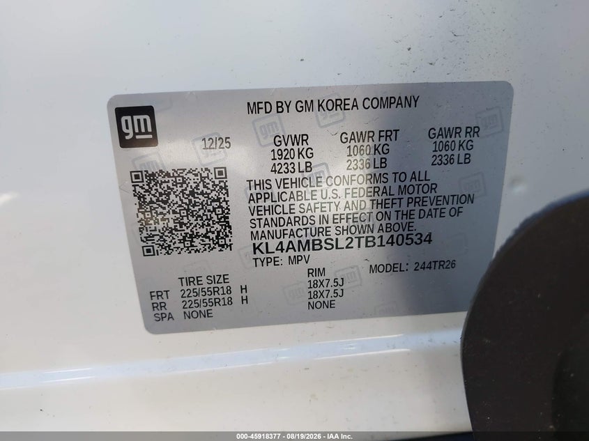BUICK ENCORE GX 2026 VIN KL4AMBSL2TB140534
