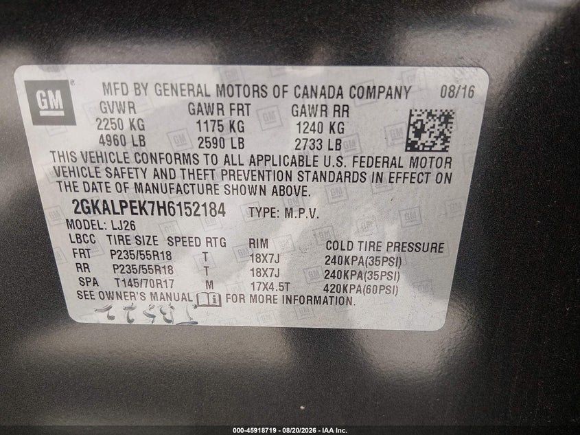 2017 GMC TERRAIN auction photo 8