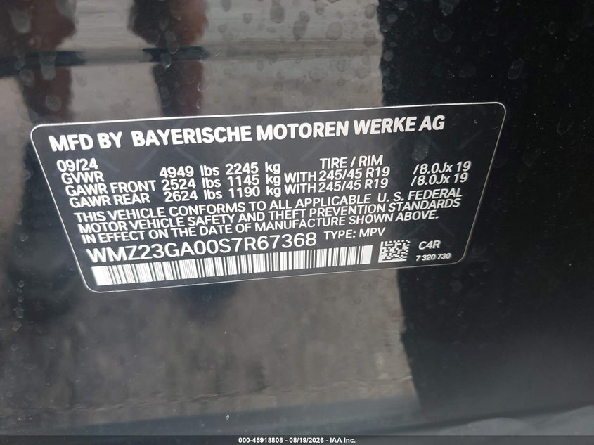 MINI COUNTRYMAN 2025 VIN WMZ23GA00S7R67368