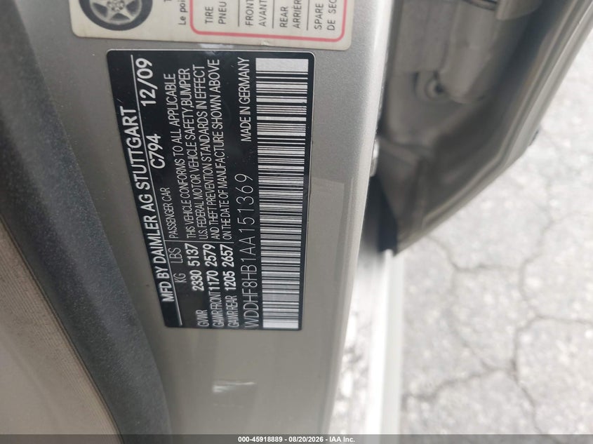 MERCEDES-BENZ E 350 2010 VIN WDDHF8HB1AA151369