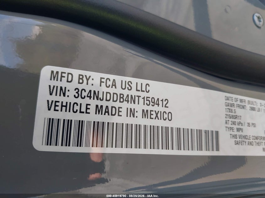 JEEP COMPASS 2022 VIN 3C4NJDDB4NT159412