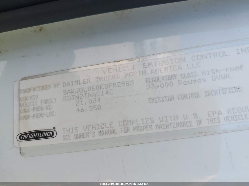 2014 FREIGHTLINER CASCADIA 125 auction photo 8