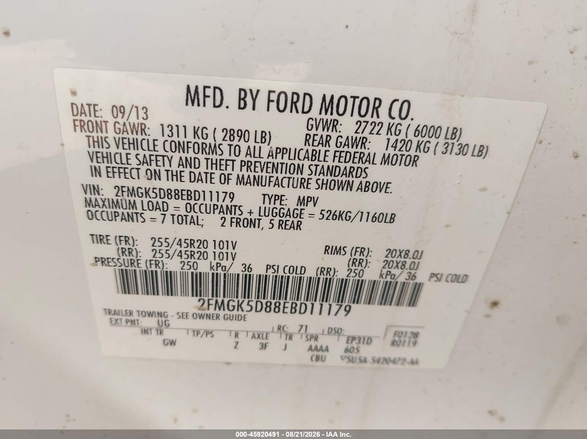 2014 FORD FLEX auction photo 8