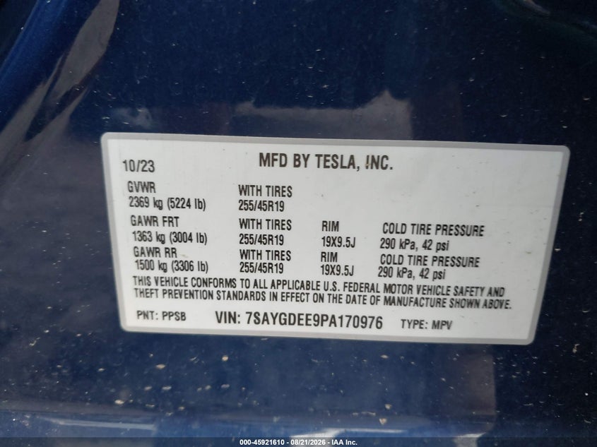 2023 TESLA MODEL Y SPORT UTILITY VEHICLE U U UX