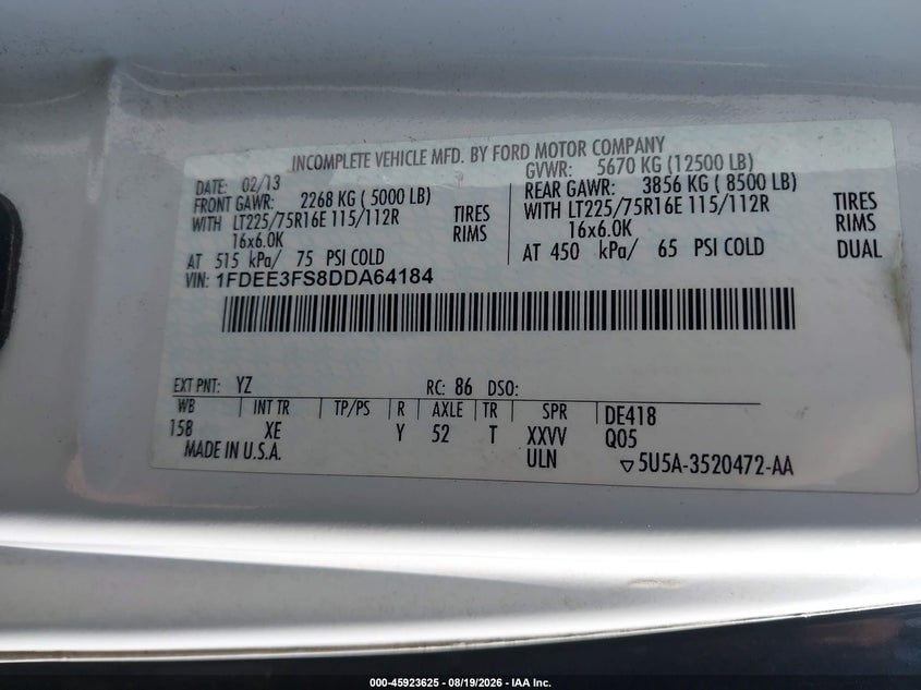 2013 FORD E-350 CUTAWAY auction photo 8