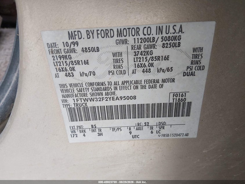 2000 FORD F-350 auction photo 8