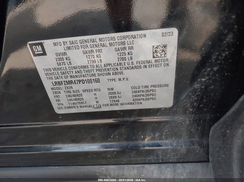 BUICK ENVISION 2023 VIN LRBFZMR47PD100160