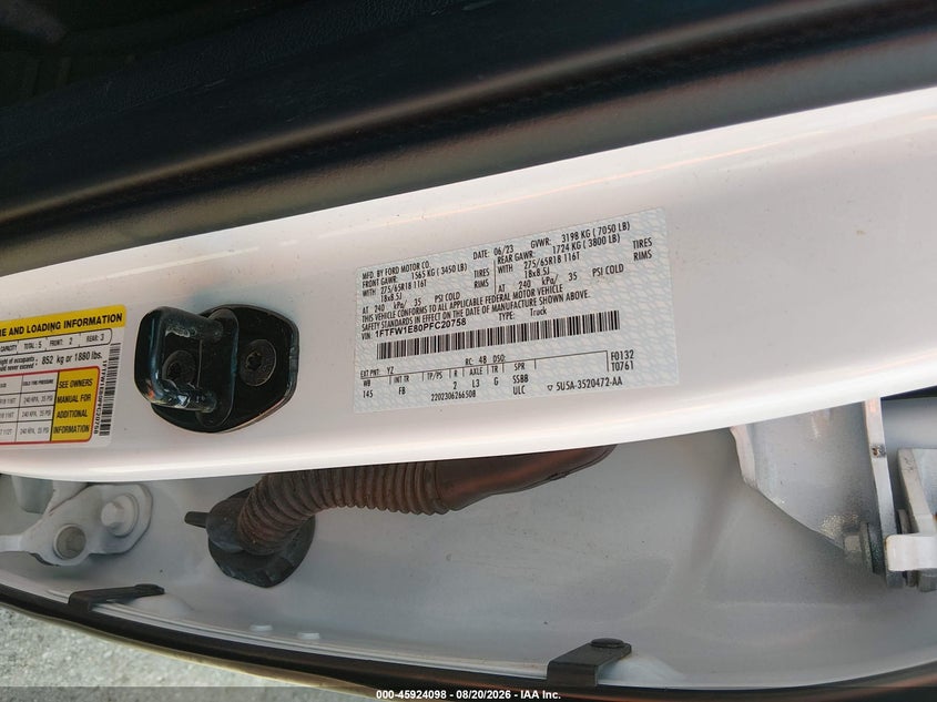 FORD F-150 2023 VIN 1FTFW1E80PFC20758
