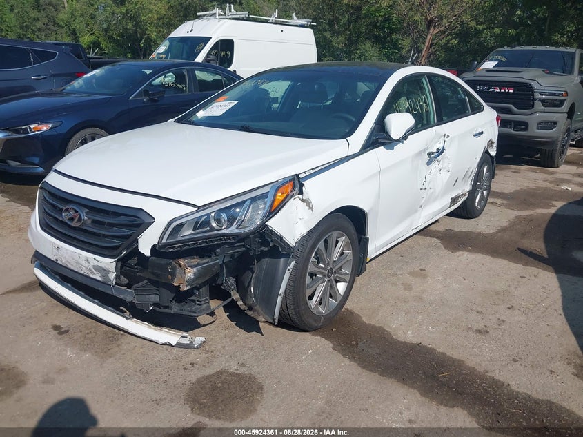 2016 Hyundai Sonata, Front & Rear, IAAI, VIN 5NPE34AF8GH368284 — photo 2