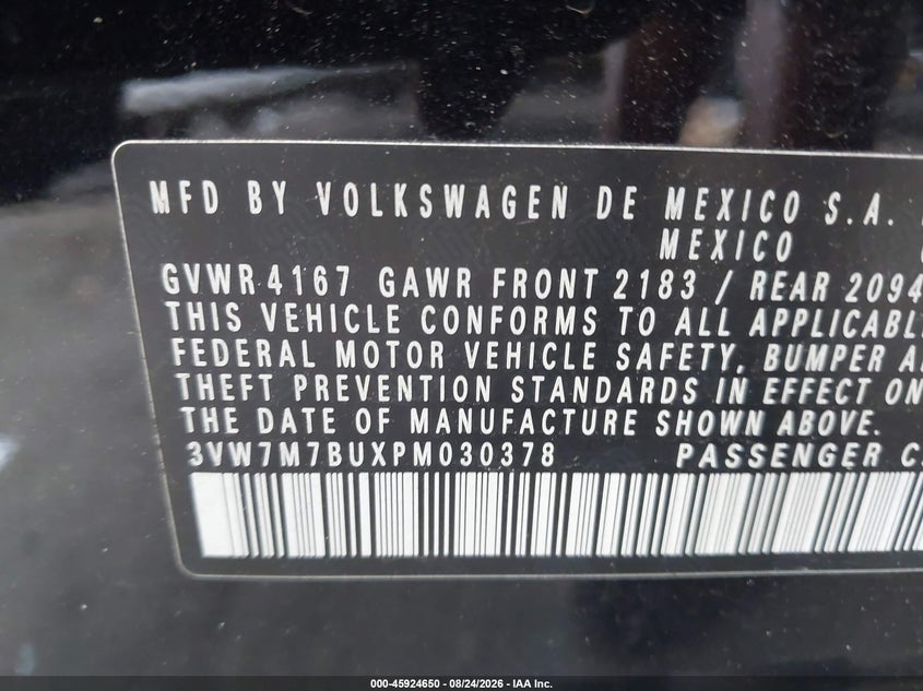 VOLKSWAGEN JETTA 2023 VIN 3VW7M7BUXPM030378
