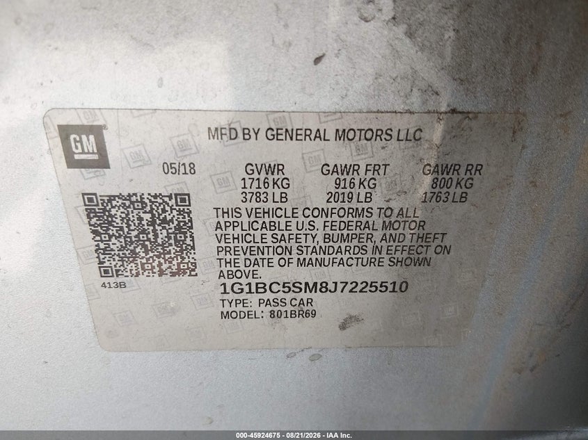 2018 CHEVROLET CRUZE auction photo 8