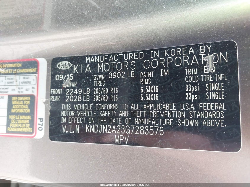 2016 KIA SOUL HATCHBACK 1.6L I-4 DI, DOHC, VVT, 130HP