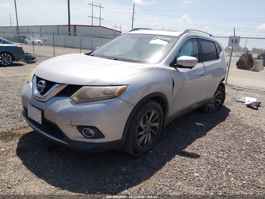 2015 Nissan Rogue, Left Rear, IAAI, VIN 5N1AT2MT6FC769424 — photo 2