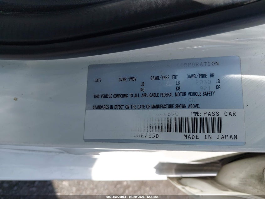 2016 MAZDA 6 SEDAN 2.5L I-4 DI, DOHC, VVT, 184HP