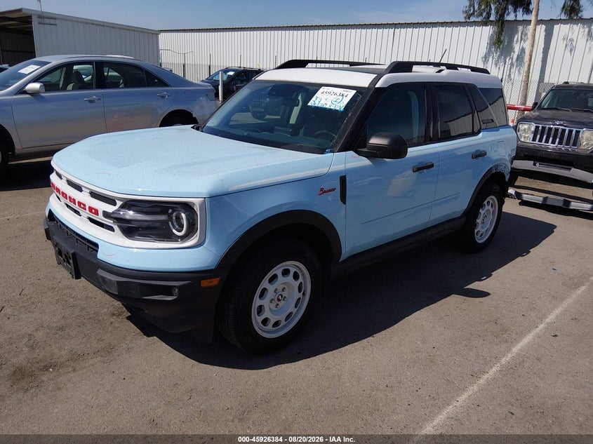 Vin: 3fmcr9g67prd02523, lot: 46425472, ford bronco sport heritage 20232