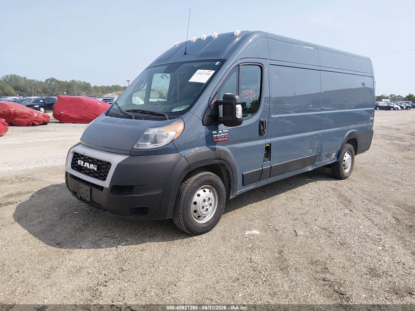 Vin: 3c6mrvjg4me563363, lot: 46426511, ram promaster 3500 cargo van high roof 159 wb ext 20212