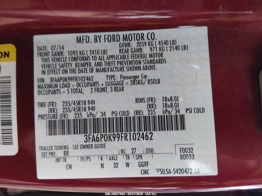 2015 FORD FUSION TITANIUM · Фото 9