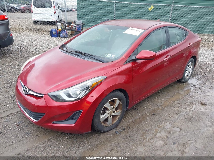 2014 Hyundai Elantra, Звичайний знос, IAAI, VIN 5NPDH4AE2EH545008 — фото 2