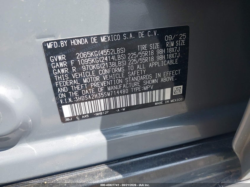 ACURA ADX 2025 VIN 3HDSA2H35SM714480