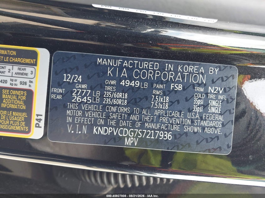 KIA SPORTAGE HYBRID 2025 VIN KNDPVCDG7S7217936