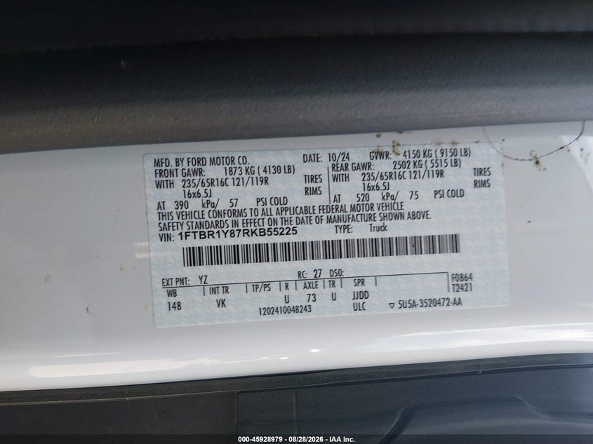 2024 FORD TRANSIT VAN 3.5L V-6 DI, DOHC, VVT, REGULAR , 275HP