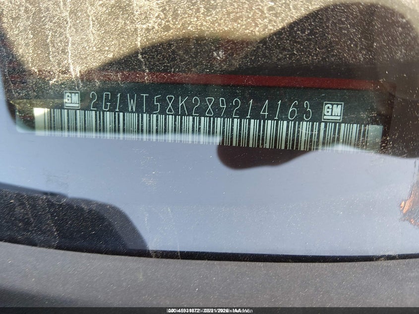 CHEVROLET IMPALA 2008 VIN 2G1WT58K289214163