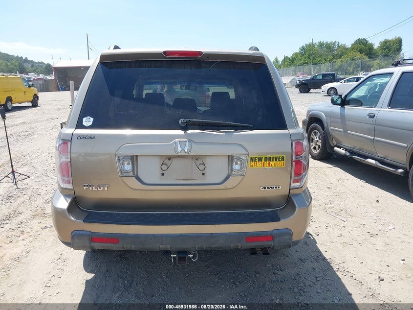 HONDA PILOT 2006 VIN 2HKYF18516H550925
