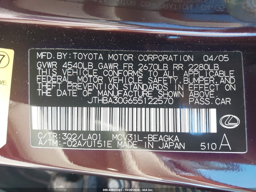 2005 LEXUS ES 330 · Фото 9