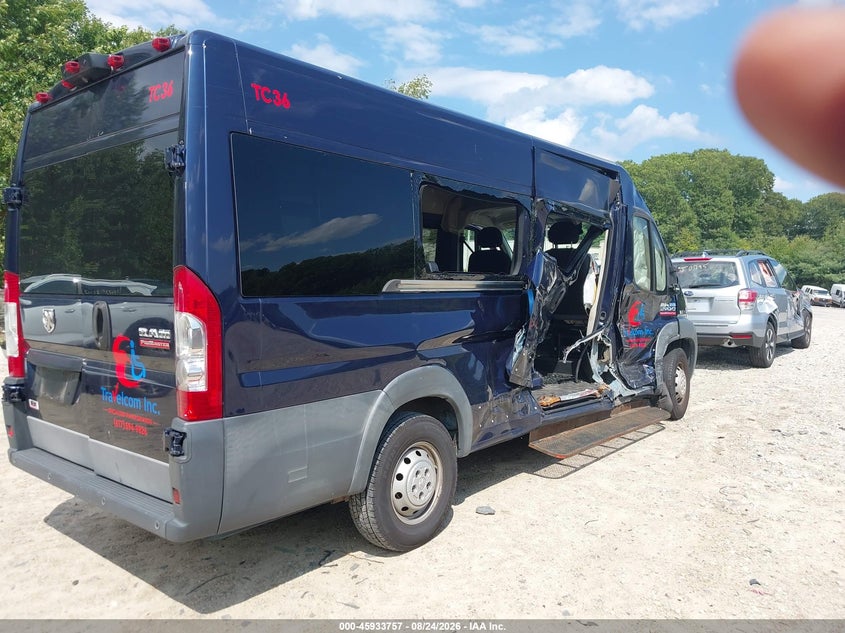 Vin: 3c6urvug1he507110, lot: 46432882, ram promaster 3500 window van high roof 159 wb ext 20174