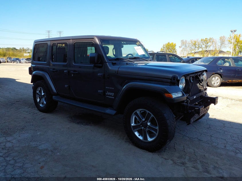 2018 Jeep Wrangler Unlimited Sahara 4X4, Перёд, IAAI, VIN 1C4HJXEG3JW111364