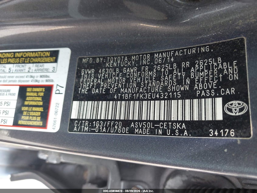 2014 TOYOTA CAMRY SE - zdjęcie 9