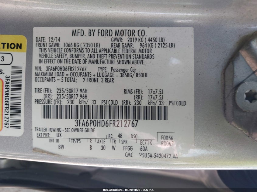2015 FORD FUSION SE · Фото 9
