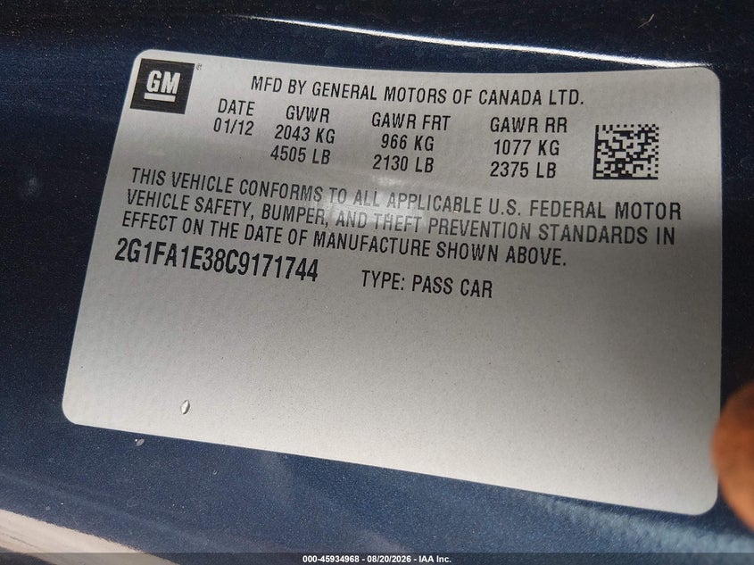 2012 CHEVROLET CAMARO COUPE 3.6L V-6 DI, DOHC, VVT, 323HP