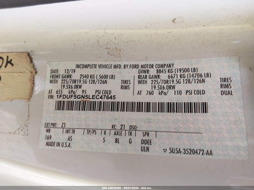2020 FORD F-550 CHASSIS auction photo 8