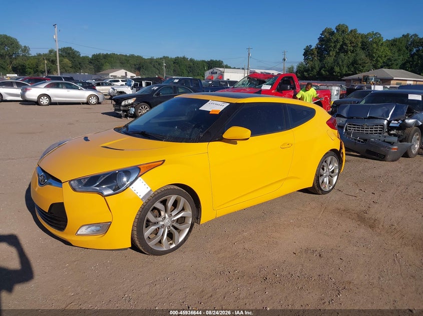 2015 Hyundai Veloster, Левый зад, IAAI, VIN KMHTC6AD3FU229696 — фото 2