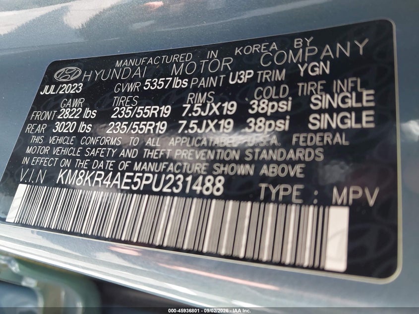 HYUNDAI IONIQ 5 2023 VIN KM8KR4AE5PU231488