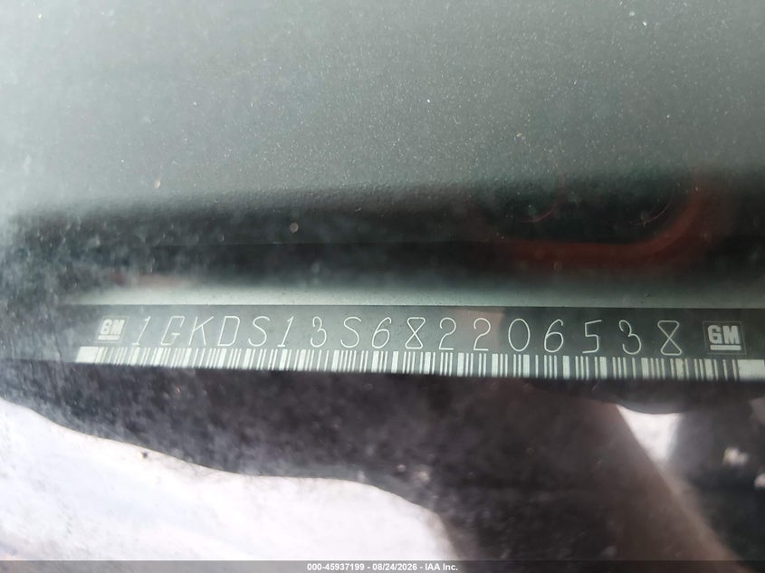 GMC ENVOY 2008 VIN 1GKDS13S682206538