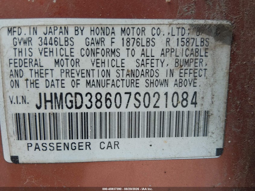 2007 HONDA FIT auction photo 8
