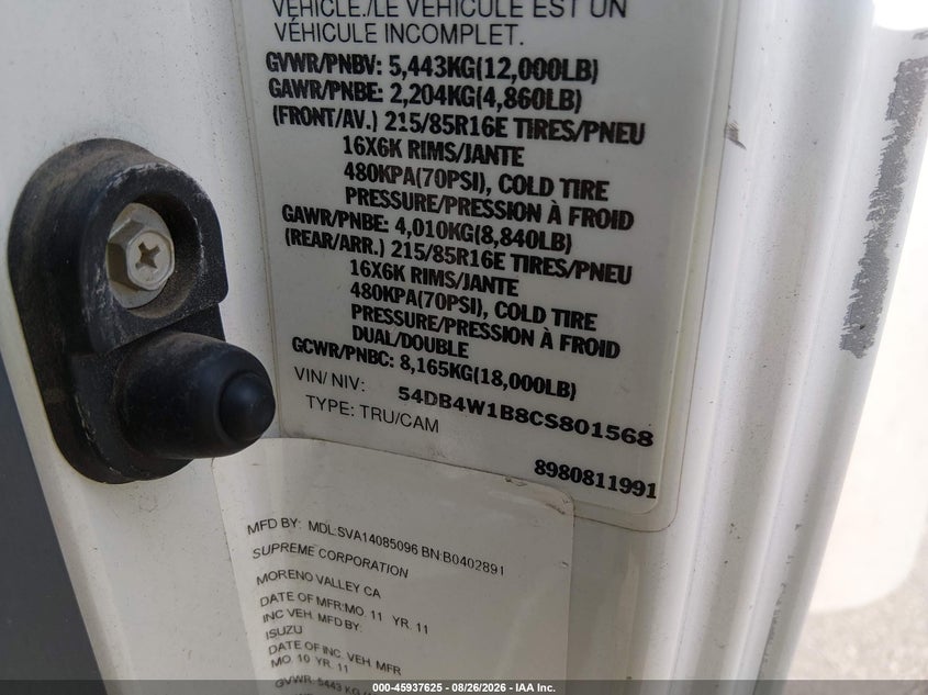 2012 ISUZU NPR auction photo 8