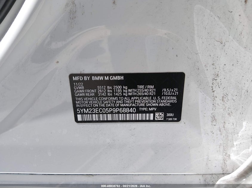 BMW X4 M 2023 VIN 5YM23EC05P9P68840