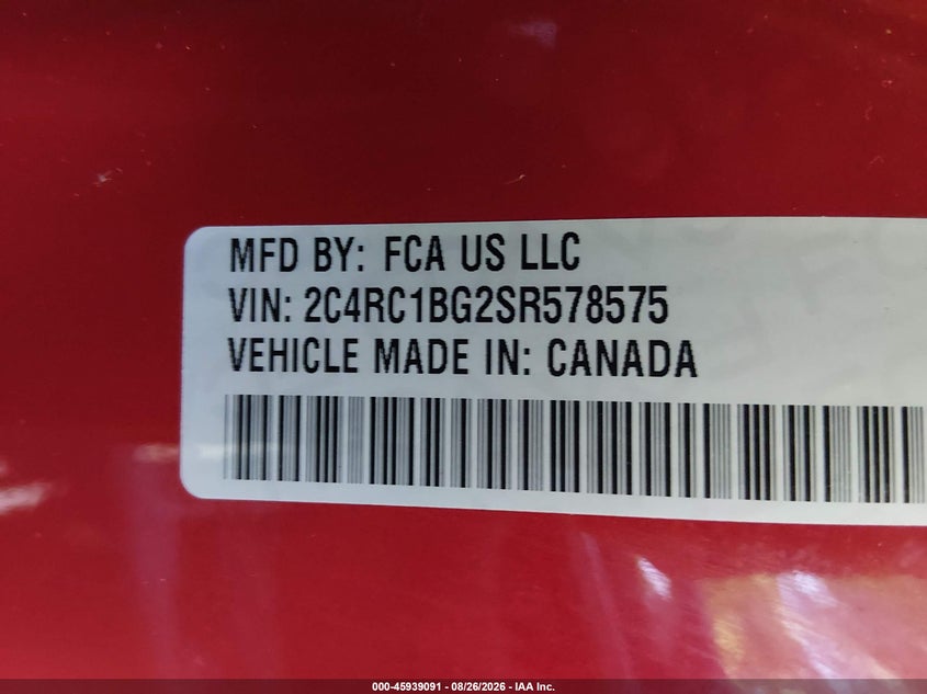 2025 CHRYSLER PACIFICA VAN 3.6L V-6 DOHC, VVT, REGULAR , 287HP