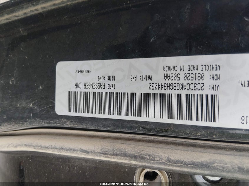 CHRYSLER 300C 2016 VIN 2C3CCAKG8GH344030