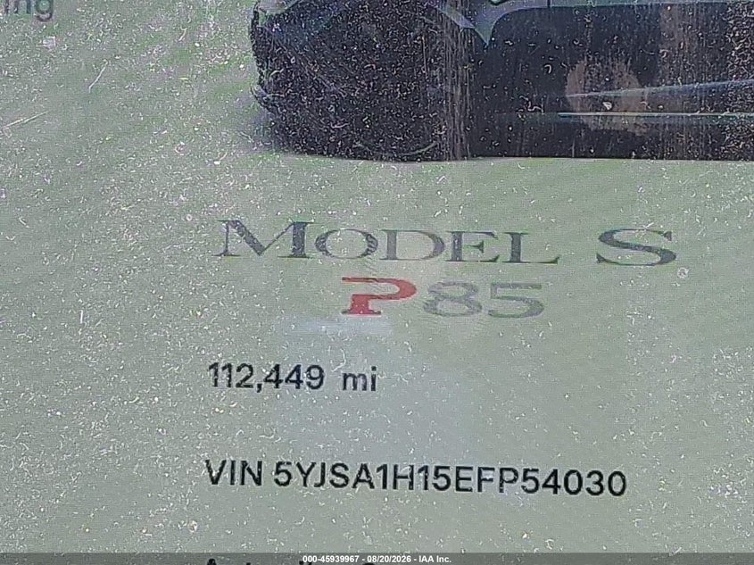 TESLA MODEL S 2014 VIN 5YJSA1H15EFP54030