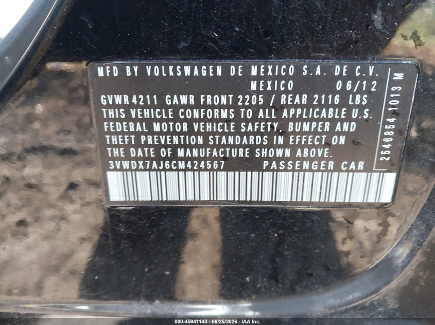 2012 VOLKSWAGEN JETTA 2.5L SE · Фото 9